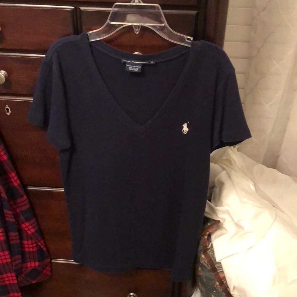 V neck navy polo t shirt
